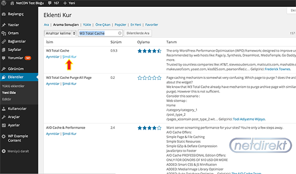 W3 Total Cache Eklentisini Kur